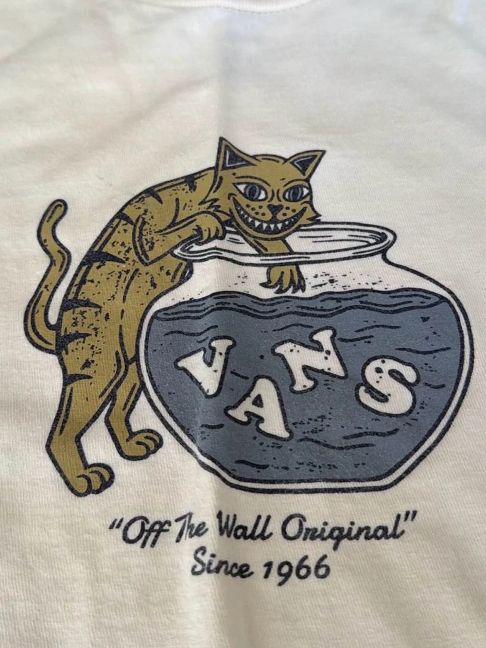 Vans Cream Cat & Fishbowl Graphic Pet Tee - Cream/Blue